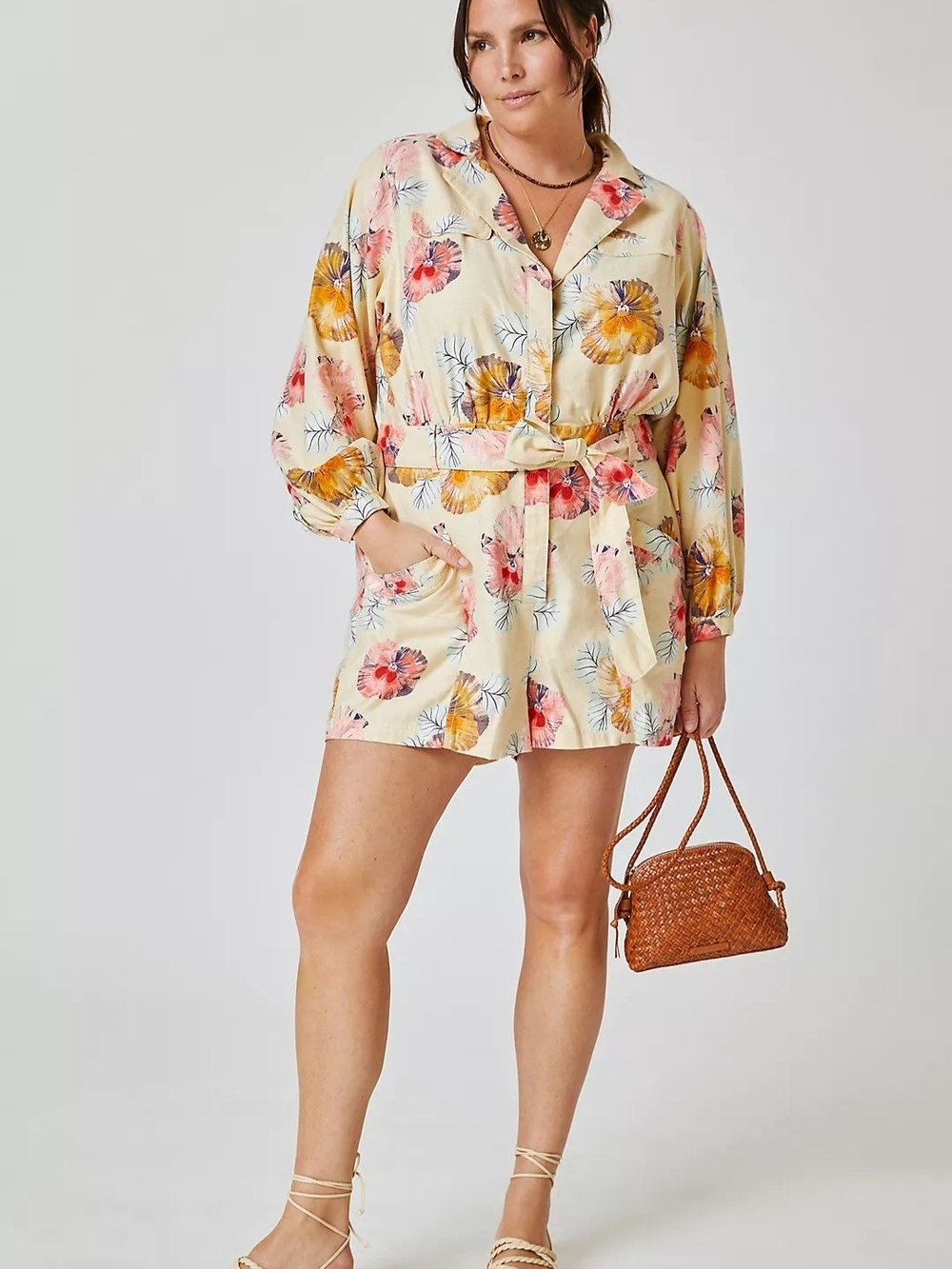 Cecelia Petterson For Anthropologie Floral Belted Romper | Size 1X or 3X